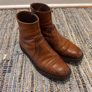 Vintage zip up Men's Brown Leather Boots size 9